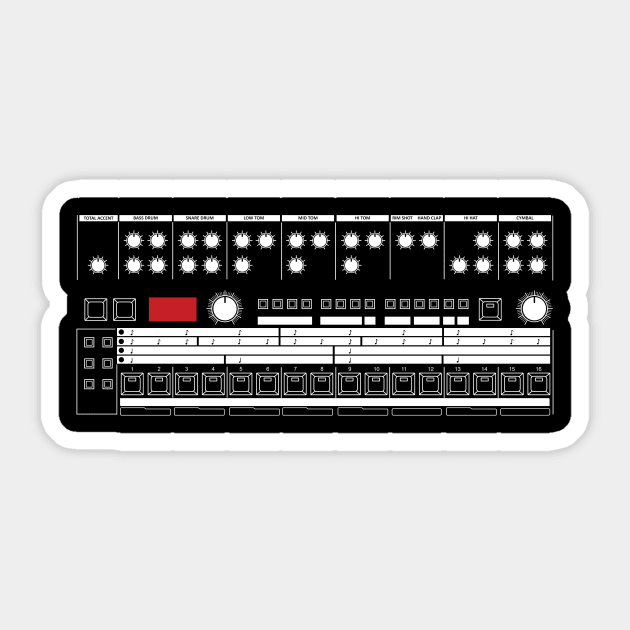 909 Drum Machine (White Lines) Sticker by Atomic Malibu